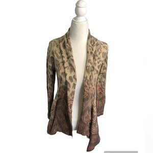 Alberto Makali Knit Ombre Animal Print Open Front Wool Cardigan sz M